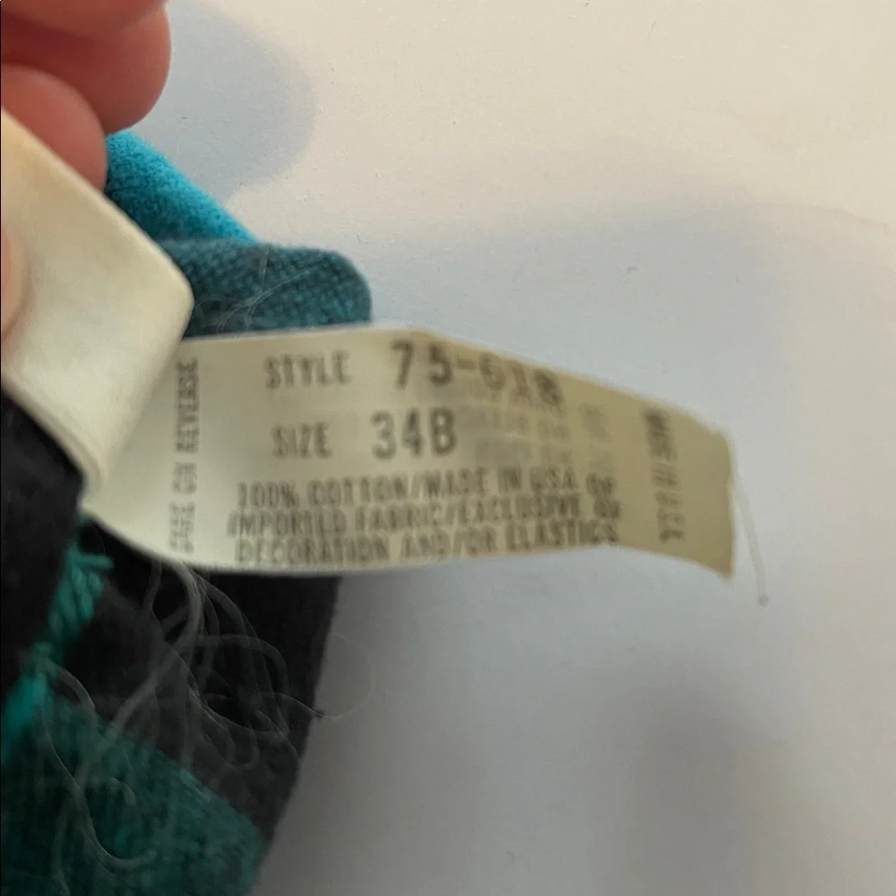 Vintage 90s Eileen West 34B teal buffalo flannel bra